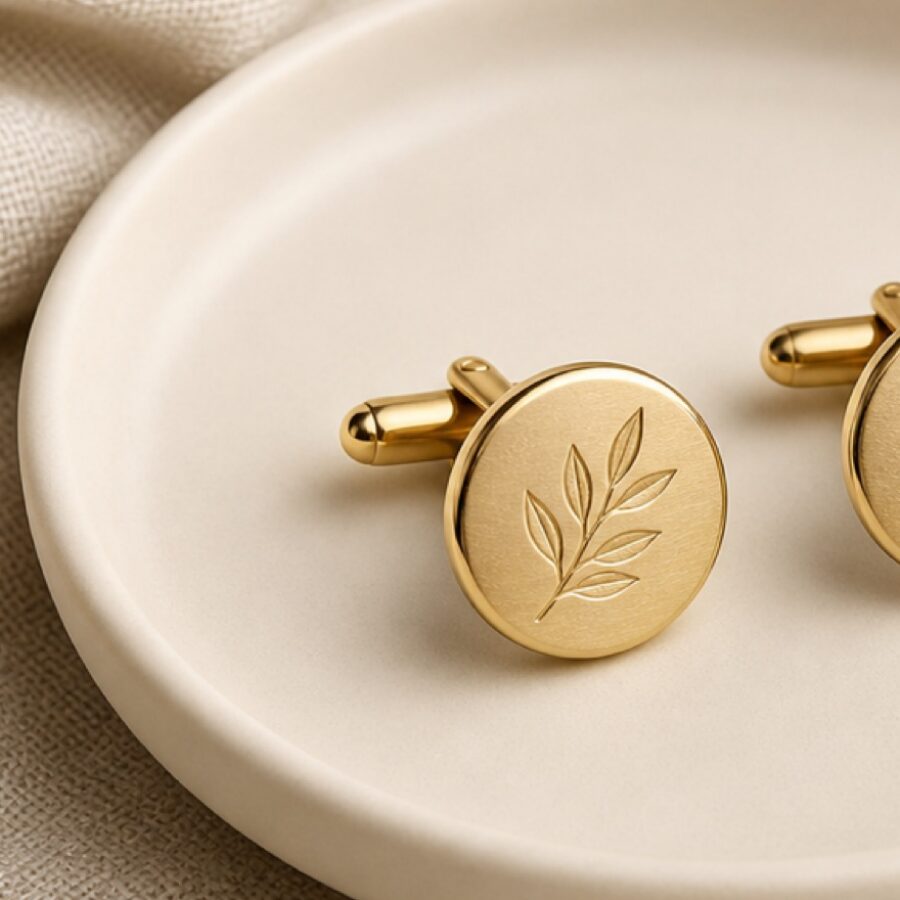 Leaf-Engraved Cufflinks - Detail B