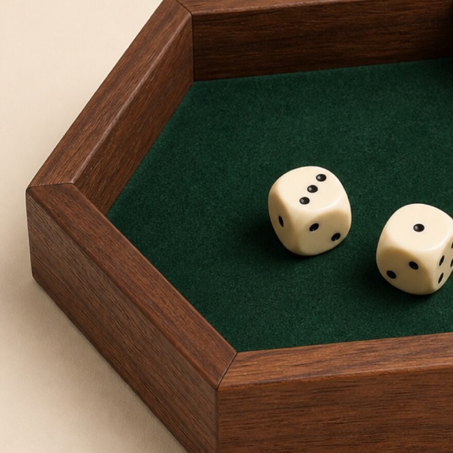 Hex Walnut Dice Tray - Image 3