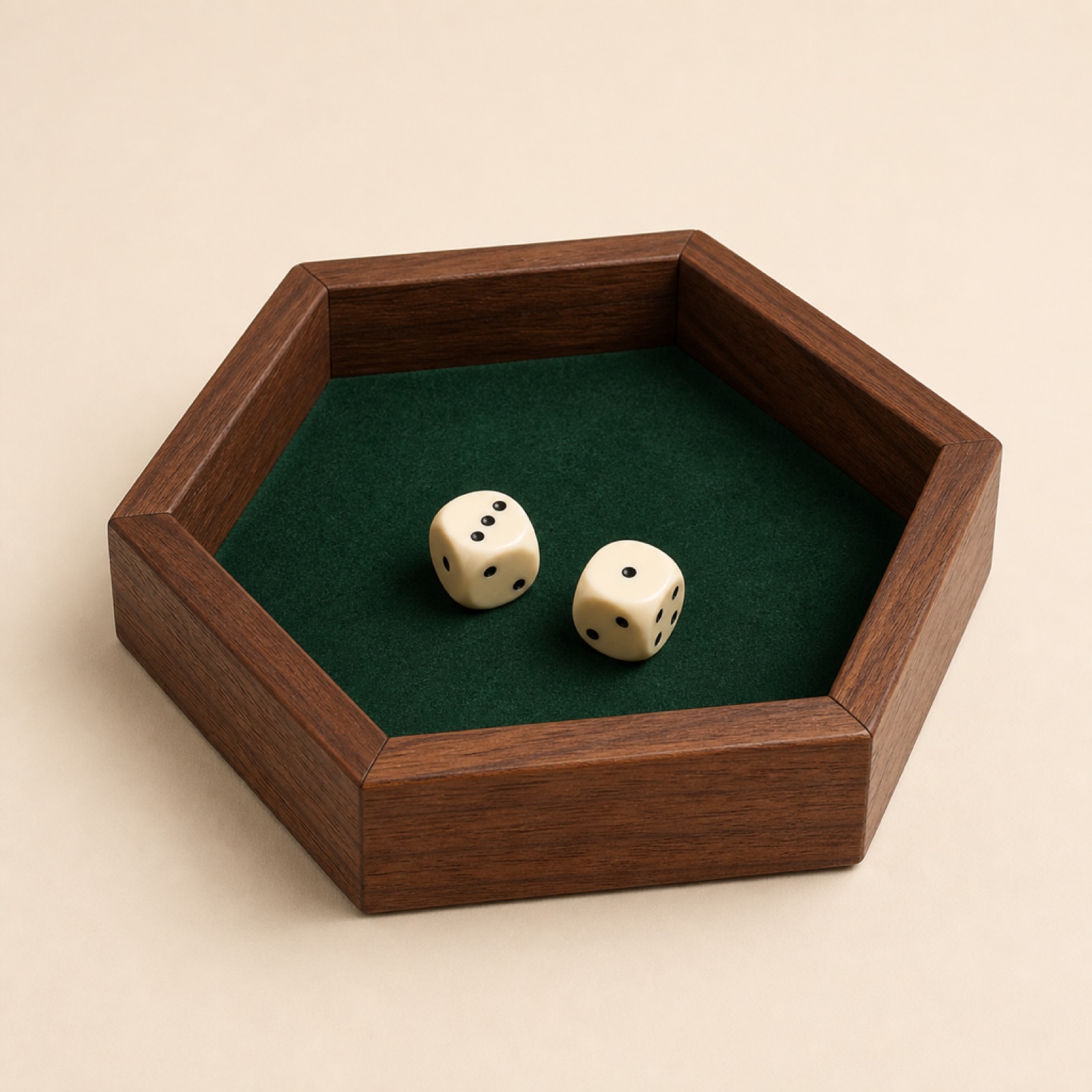 Hex Walnut Dice Tray